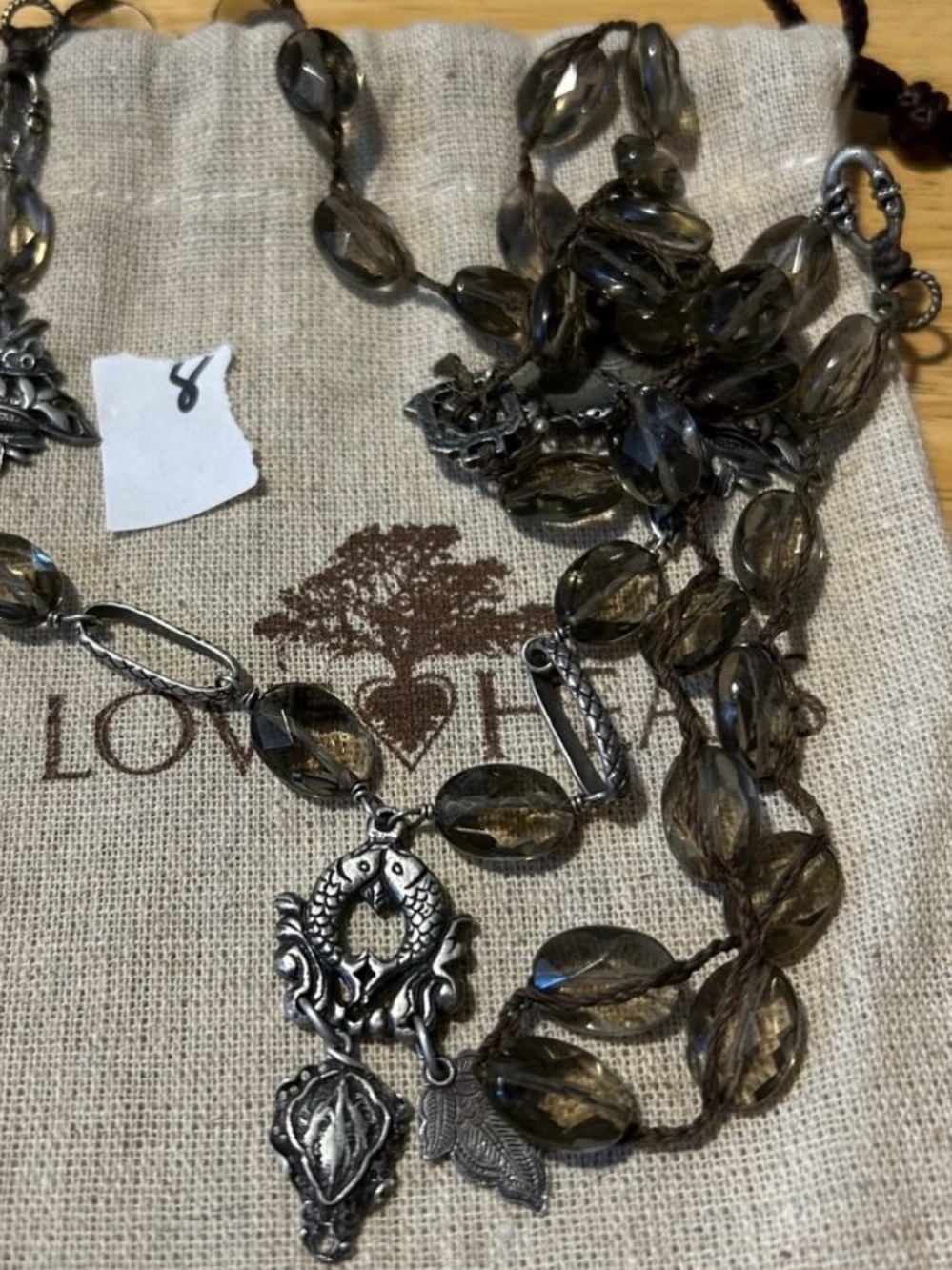Love heals smoked quartz necklace